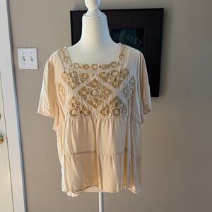 Chic Soul Cream Embroidered Blouse